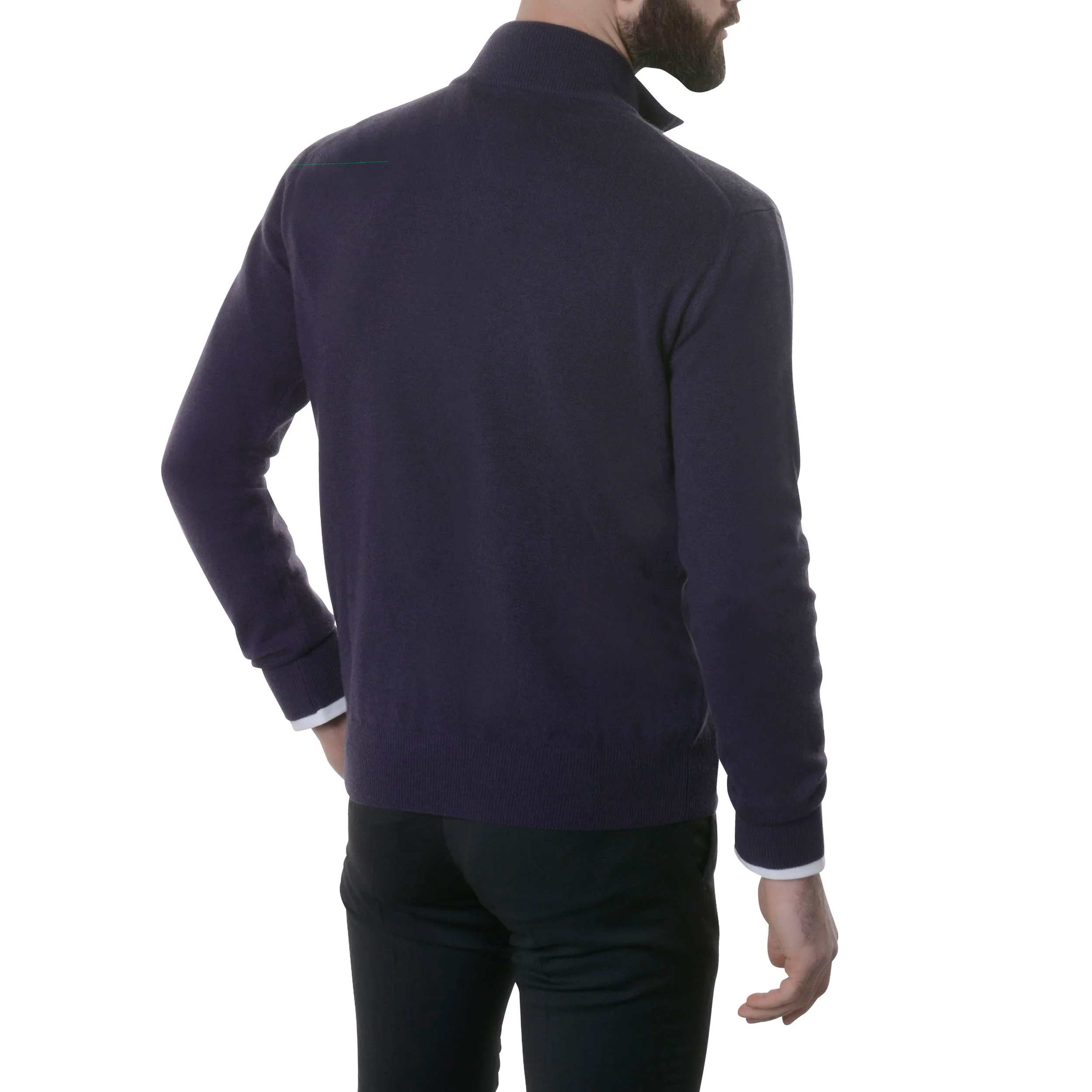 Pull 100% cachemire au col zip violet
