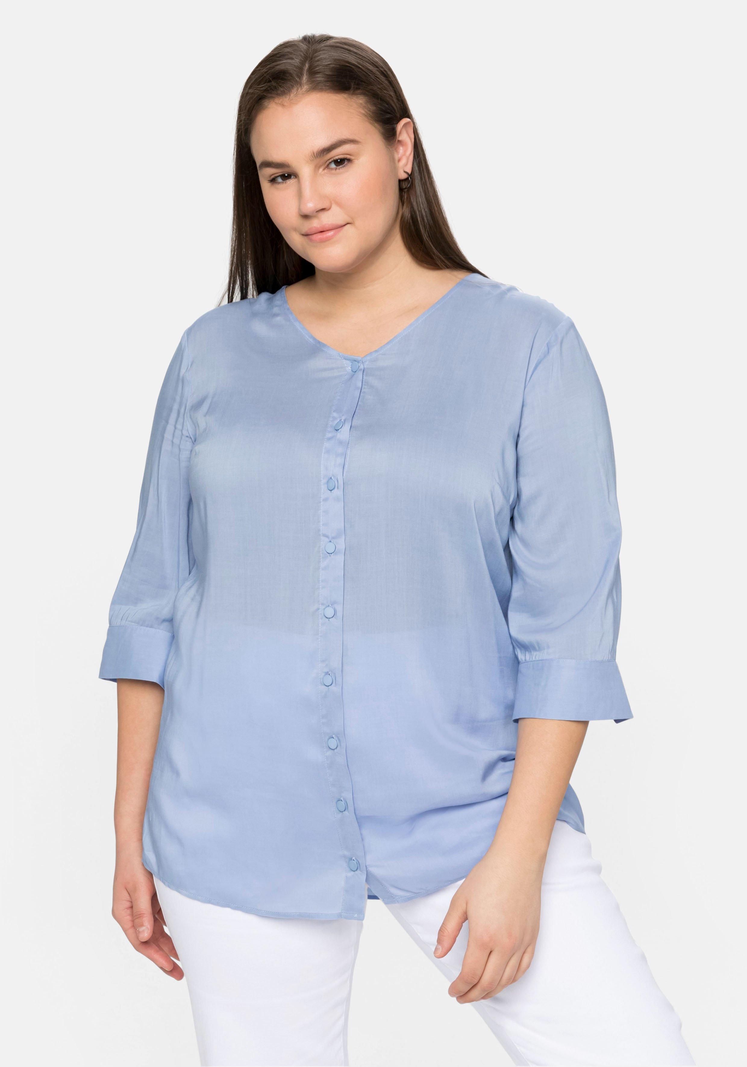Bluse mit 3/4-Ärmeln, leicht transparent