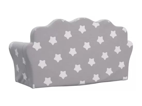 Canapé-lit enfant 2 places gris clair étoiles peluche douce