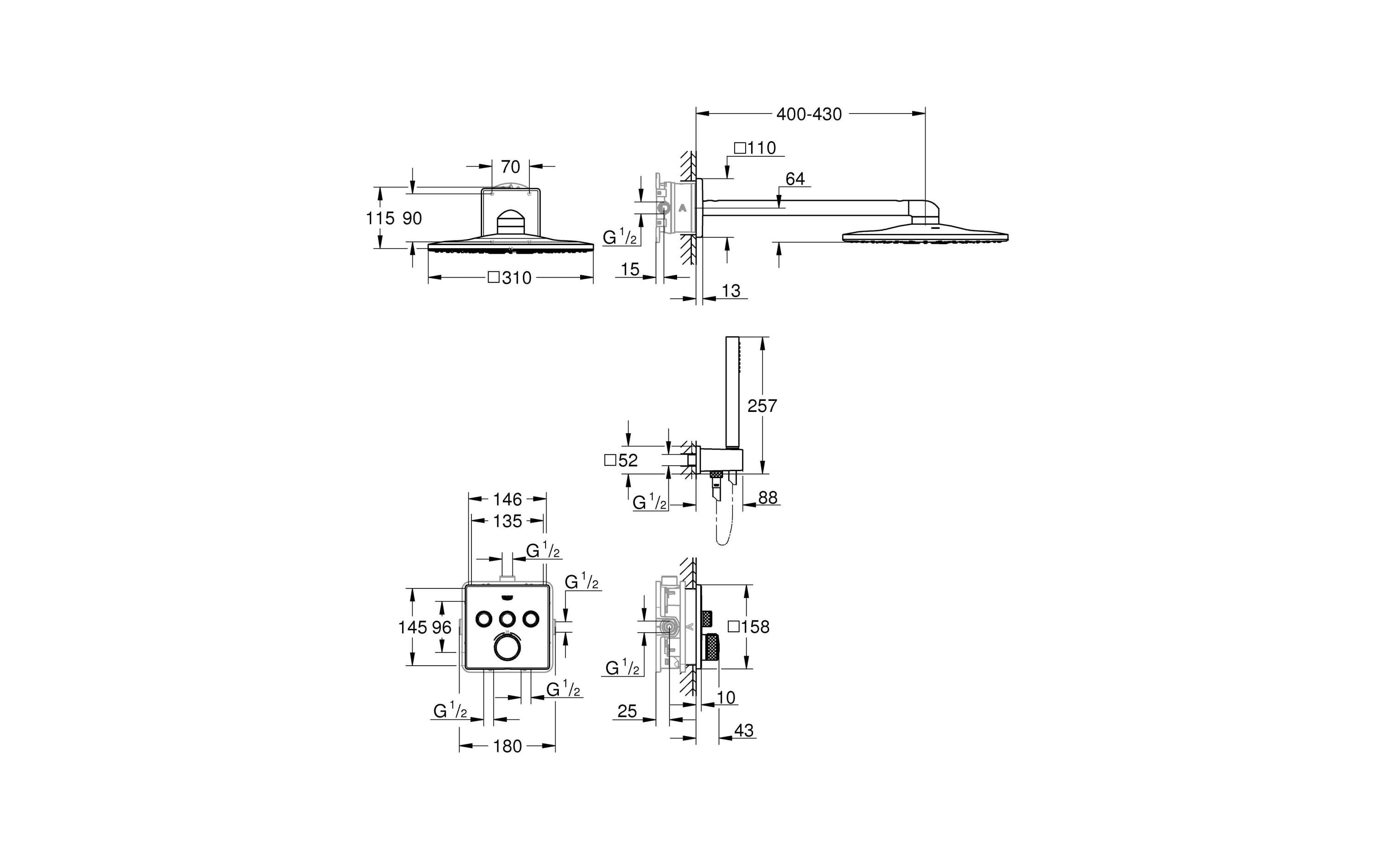 Duschsystem Grohtherm SmartControl<br>Unterputz-Duschsystem