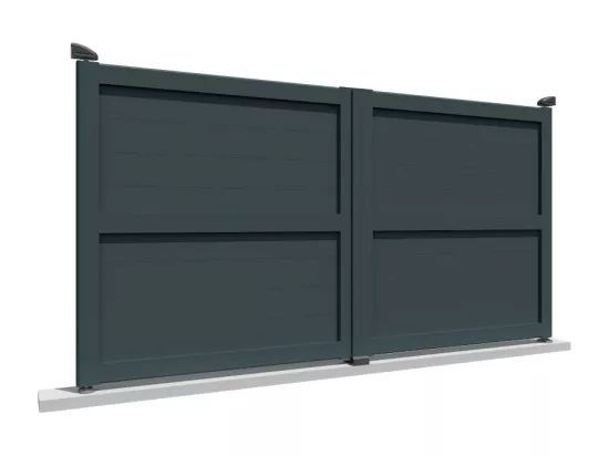 Portail double battant motorisé plein L 3500 x H 1757 mm - Gris anthracite RAL7016ST