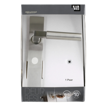 Karwei deurkruk set Fulham recht schild vrij-bezet sluiting 63/8 mm RVS