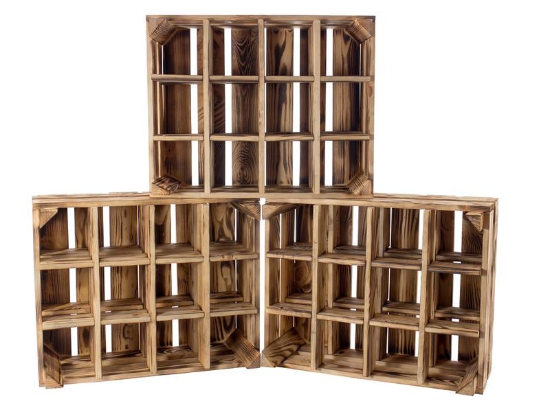 Holz Zollhaus Flaschenregal Vintage für 12 Flaschen, Kiefer Weinregal im Vintage Design