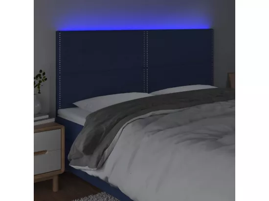 Tête de lit à LED Bleu 160x5x118/128 cm Tissu