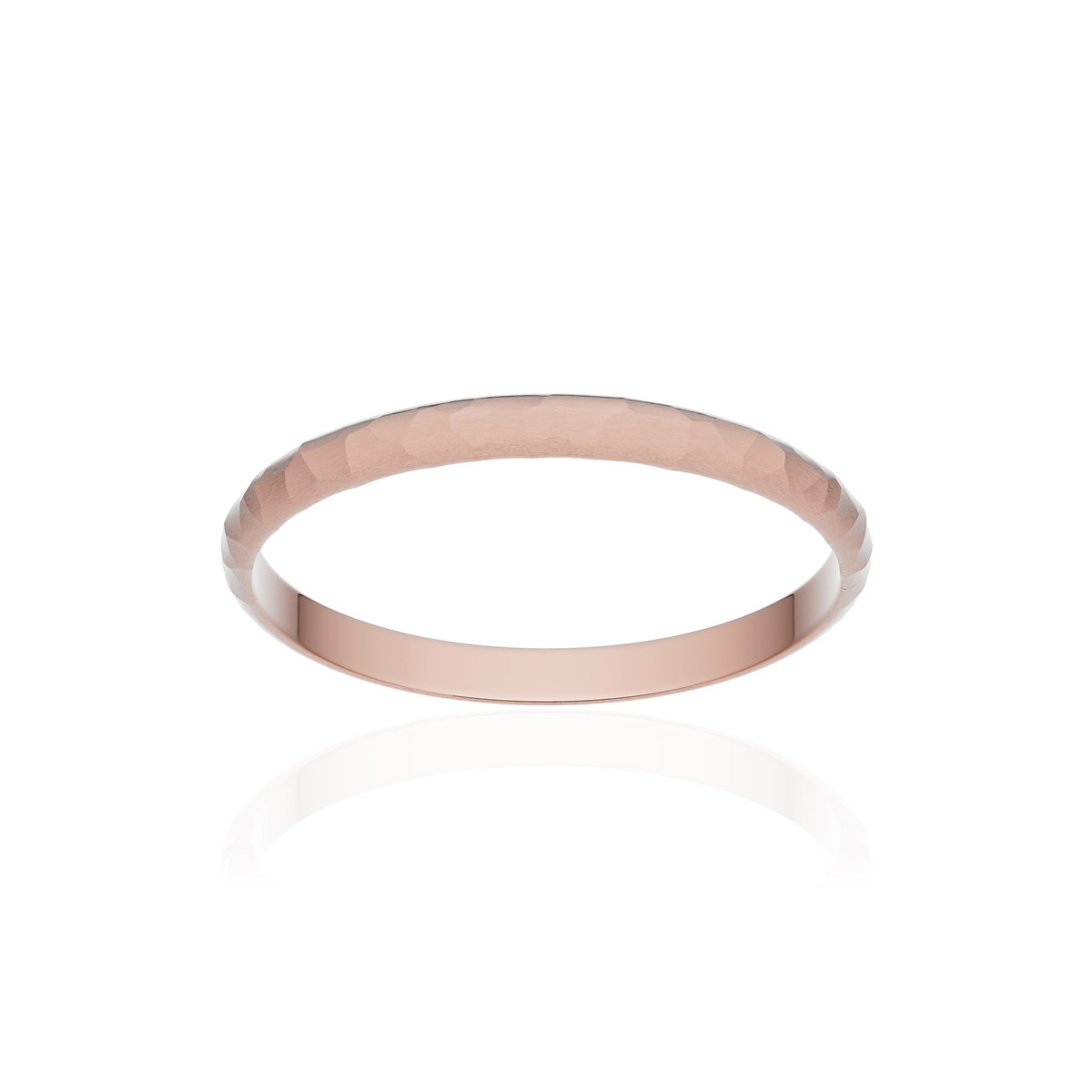 Alliance or 375 rose martelé ruban 2mm