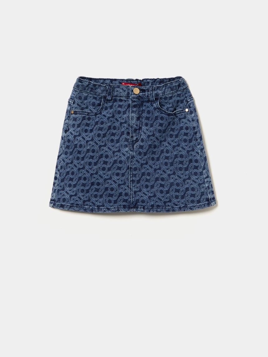 Saia denim com monograma