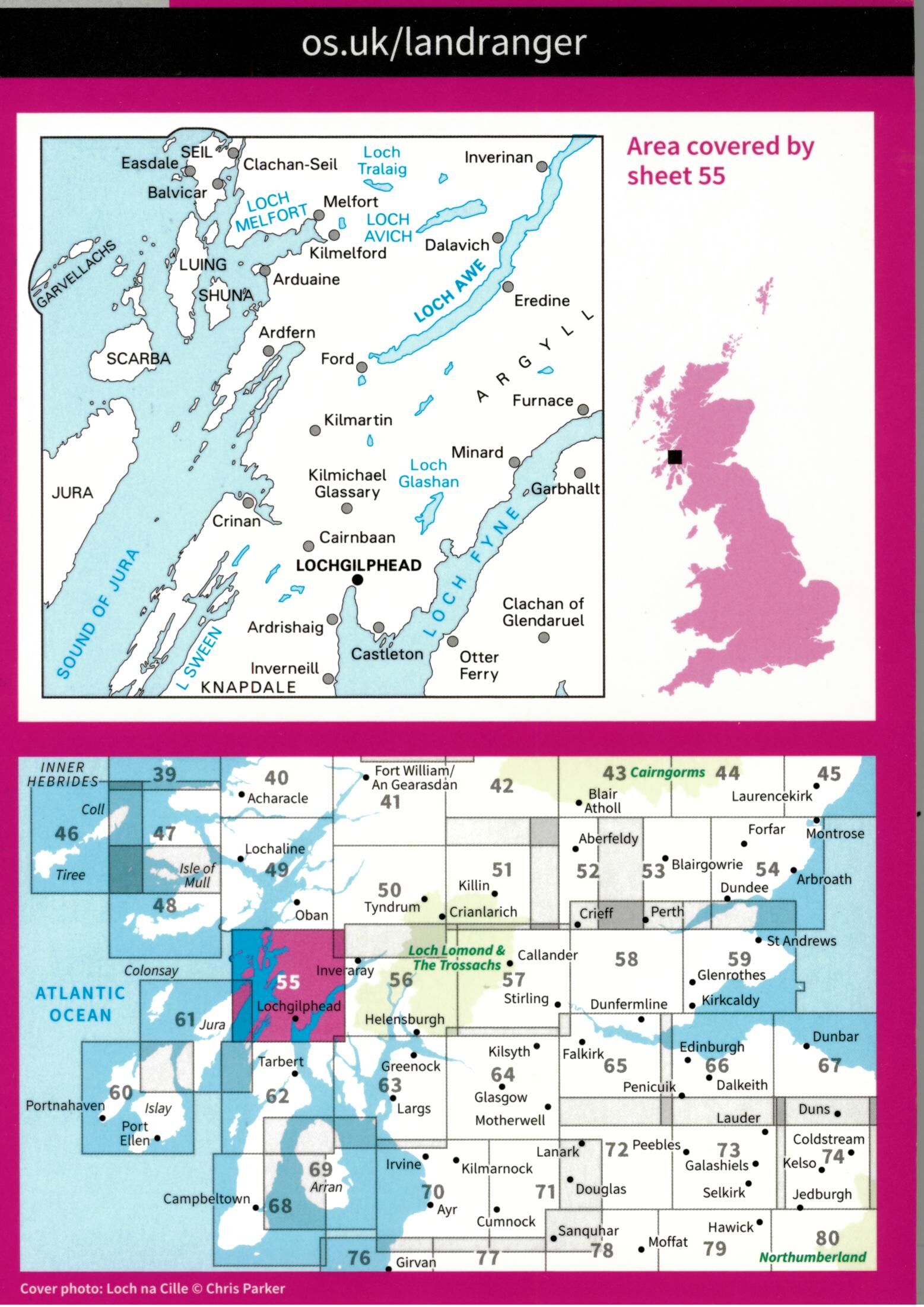 ORDNANCE SURVEY - 55 GB LOCHGILPHAD LOCH AWE 1 50 000