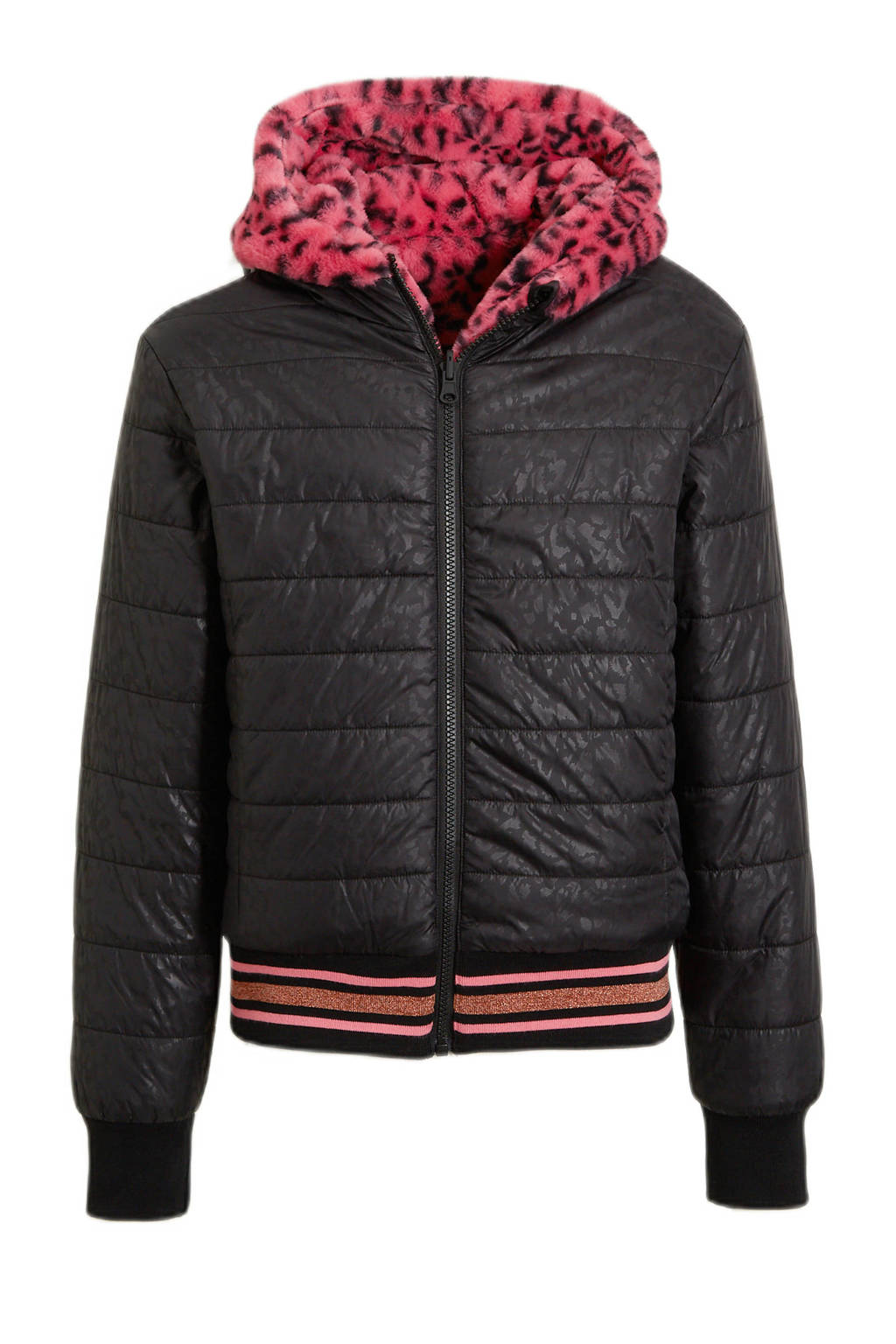 anytime reversible winterjas roze/zwart