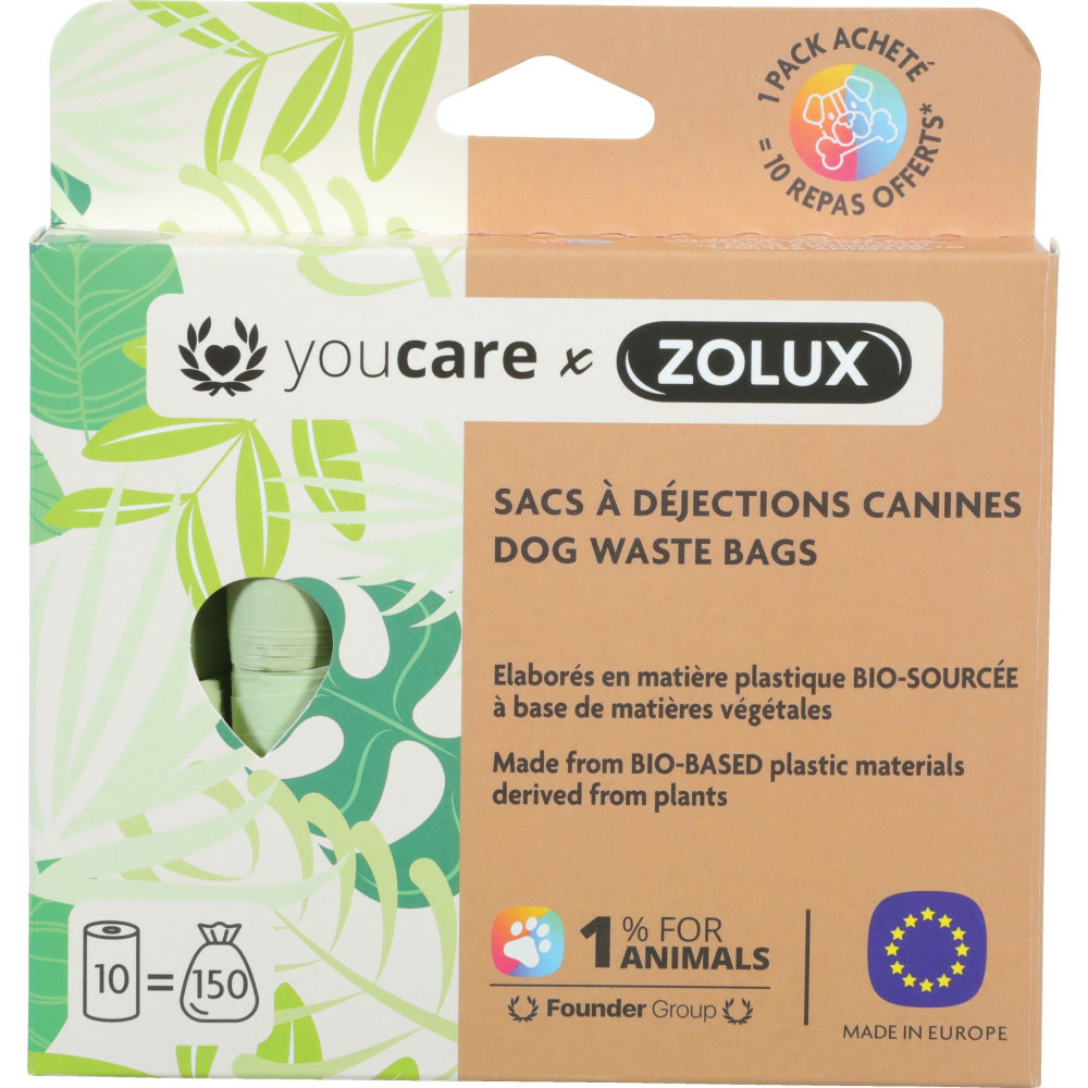Sac ramasse crottes, 10 rouleaux de 15 sacs pour chien.
