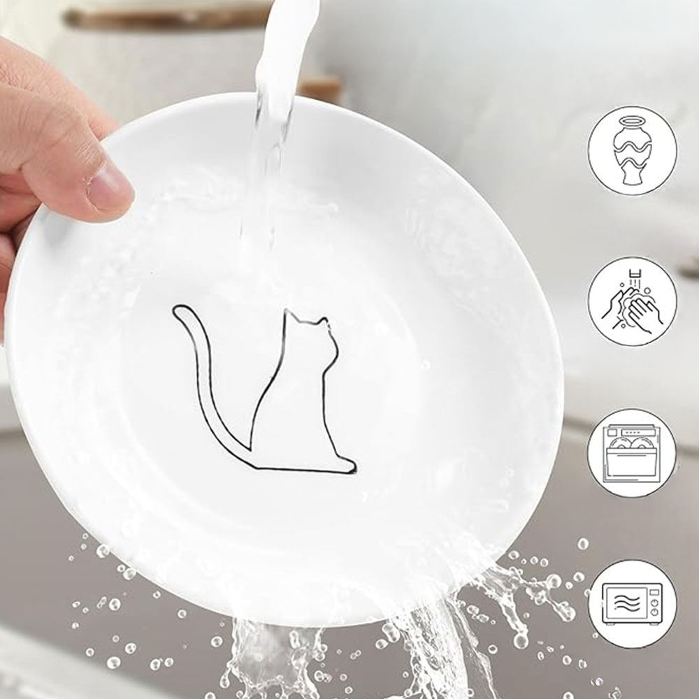 (3er Set) Ø15cm Keramik Futter Napf Anti-Rutsch Katzen Schüssel Haustier Wasser Schale - Katze