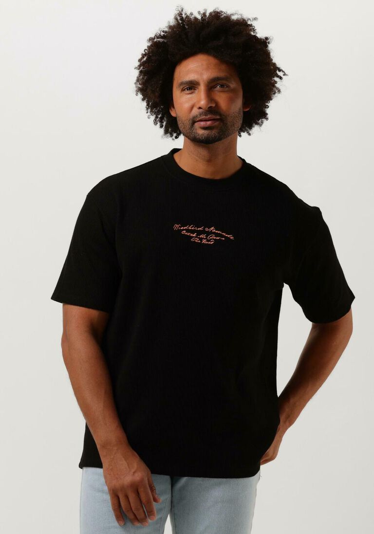 WOODBIRD zwarte woodbird t-shirt cole road tee