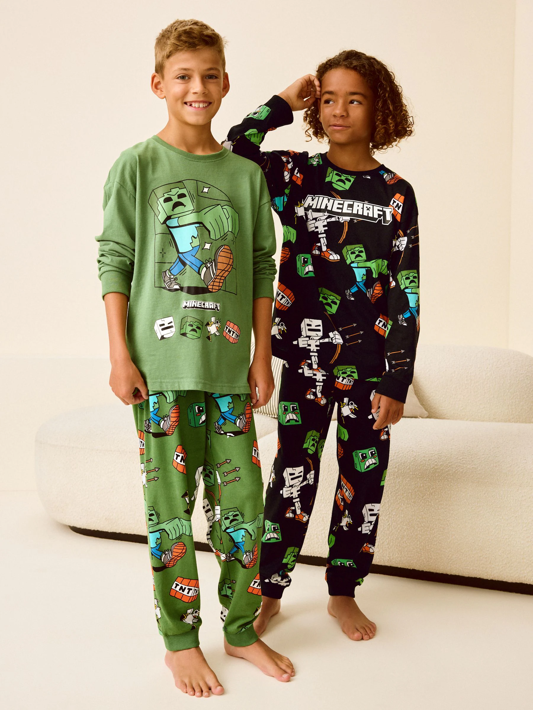 Zwart/groen Minecraft - Set van 2 pyjama's (5-16 jr)