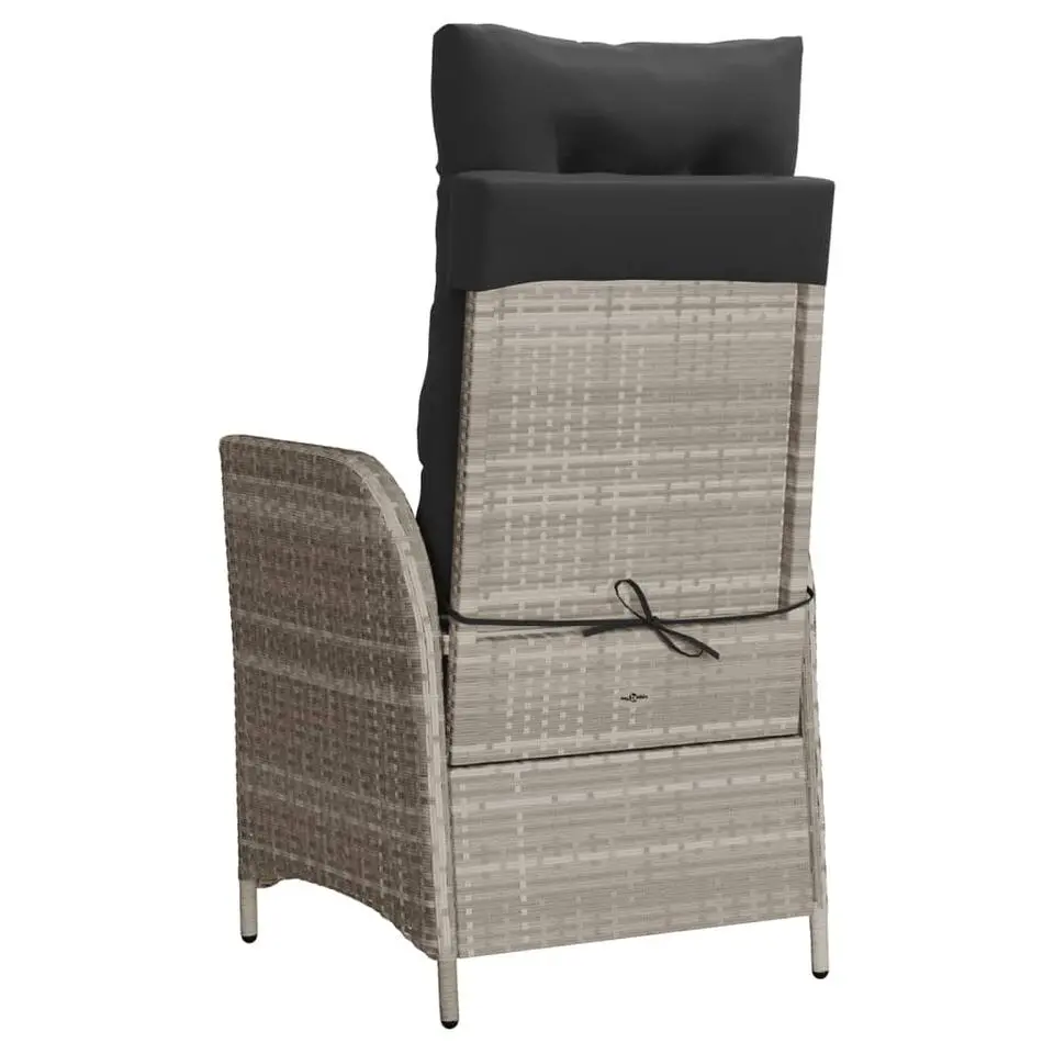 vidaXL - Verstelbare tuinstoelen - Voetensteun - Grijs - Poly rattan - 2 stuks
