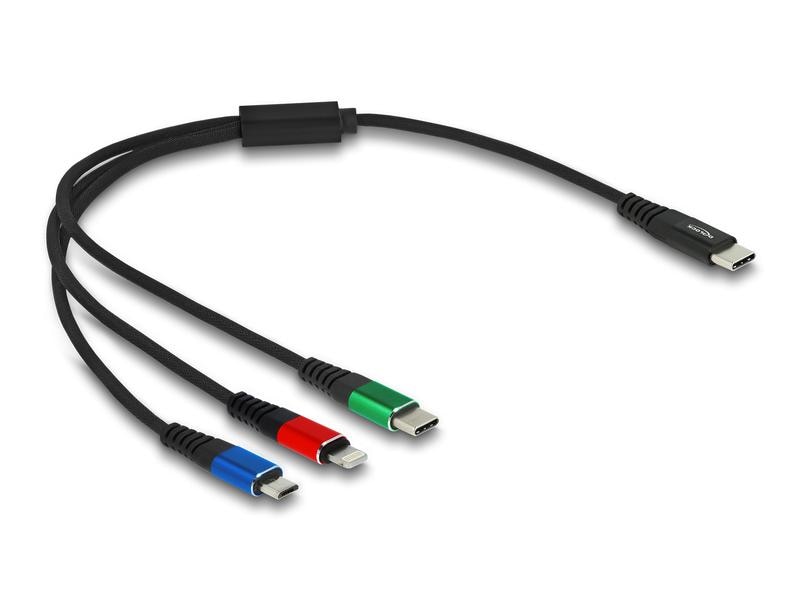 Delock USB-Ladekabel USB C - Lightning/Micro-USB B/USB C 0. Delock USB Ladekabel 3 in 1 USB Type-C zu Lightning / Micro USB / USB Type-C 30 cm