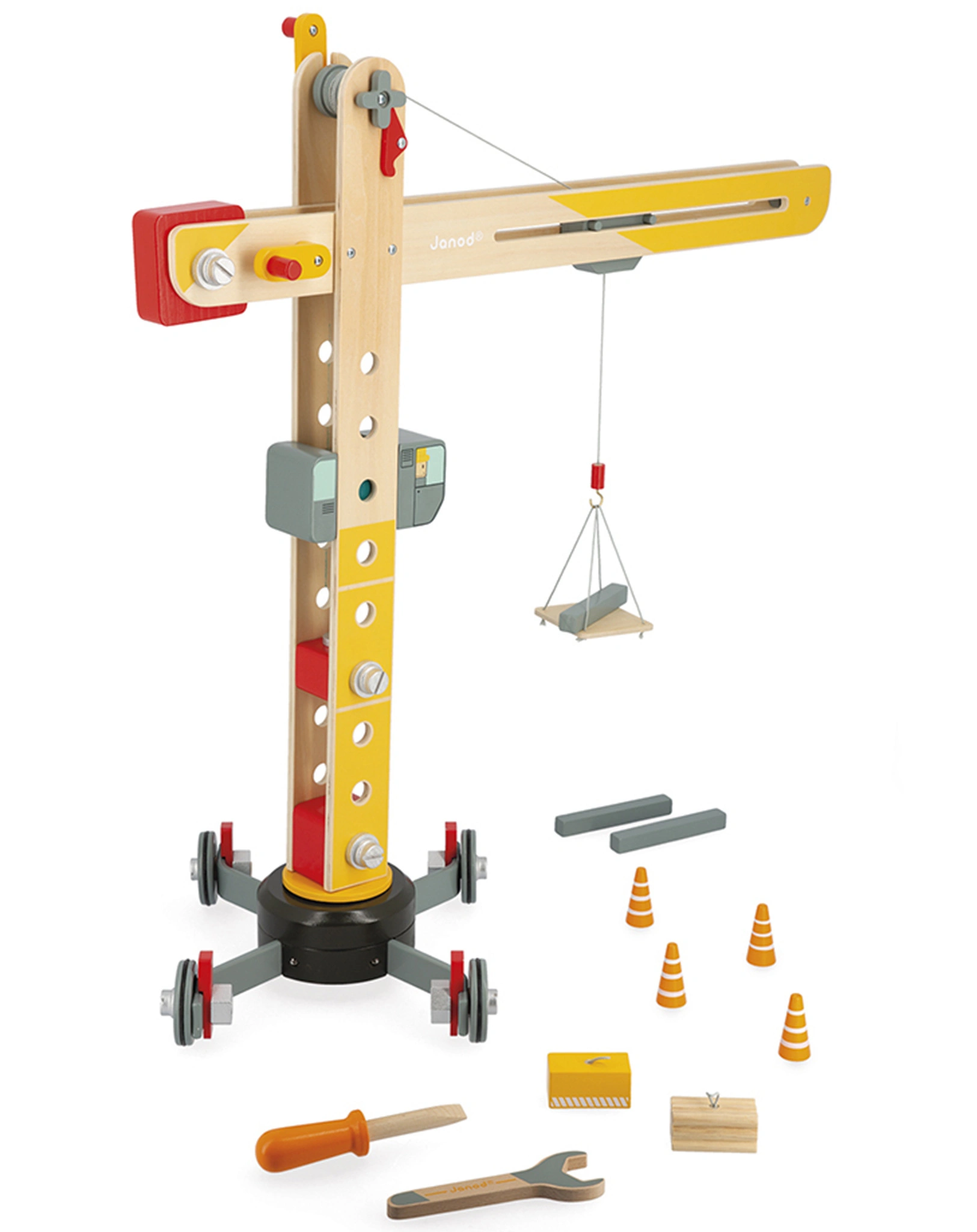 Holz-Spielset GROSSER KRAN in bunt