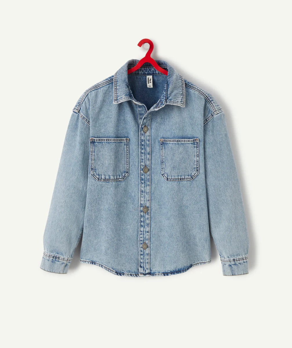 SURCHEMISE MIXTE EN JEAN BLEU DÉLAVÉ LOW IMPACT