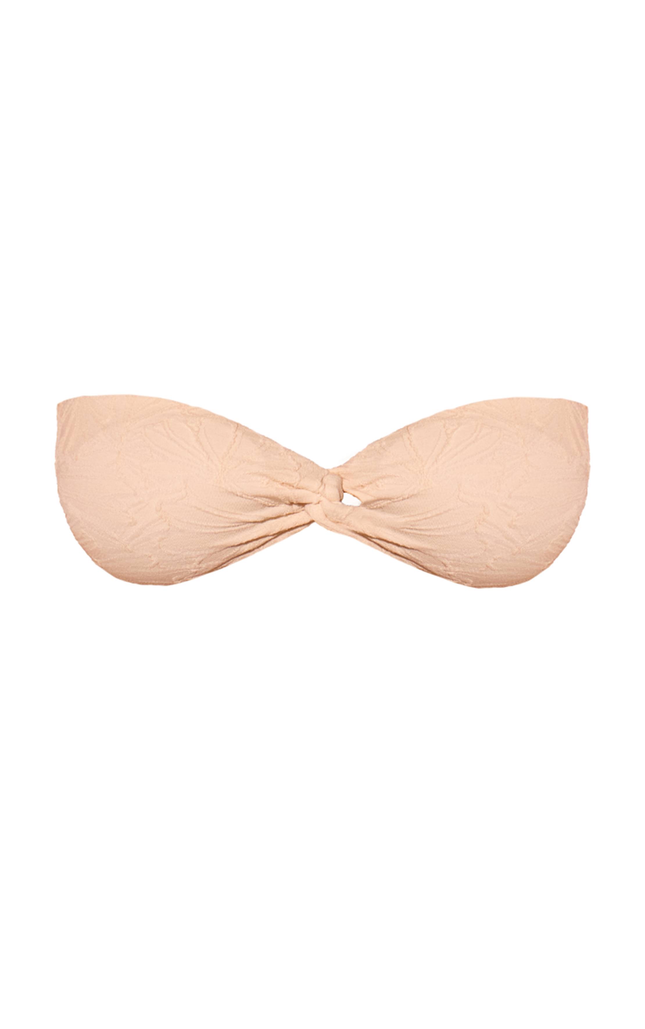 Crème Haut De Bikini Bandeau Texturé Pour La Baignade