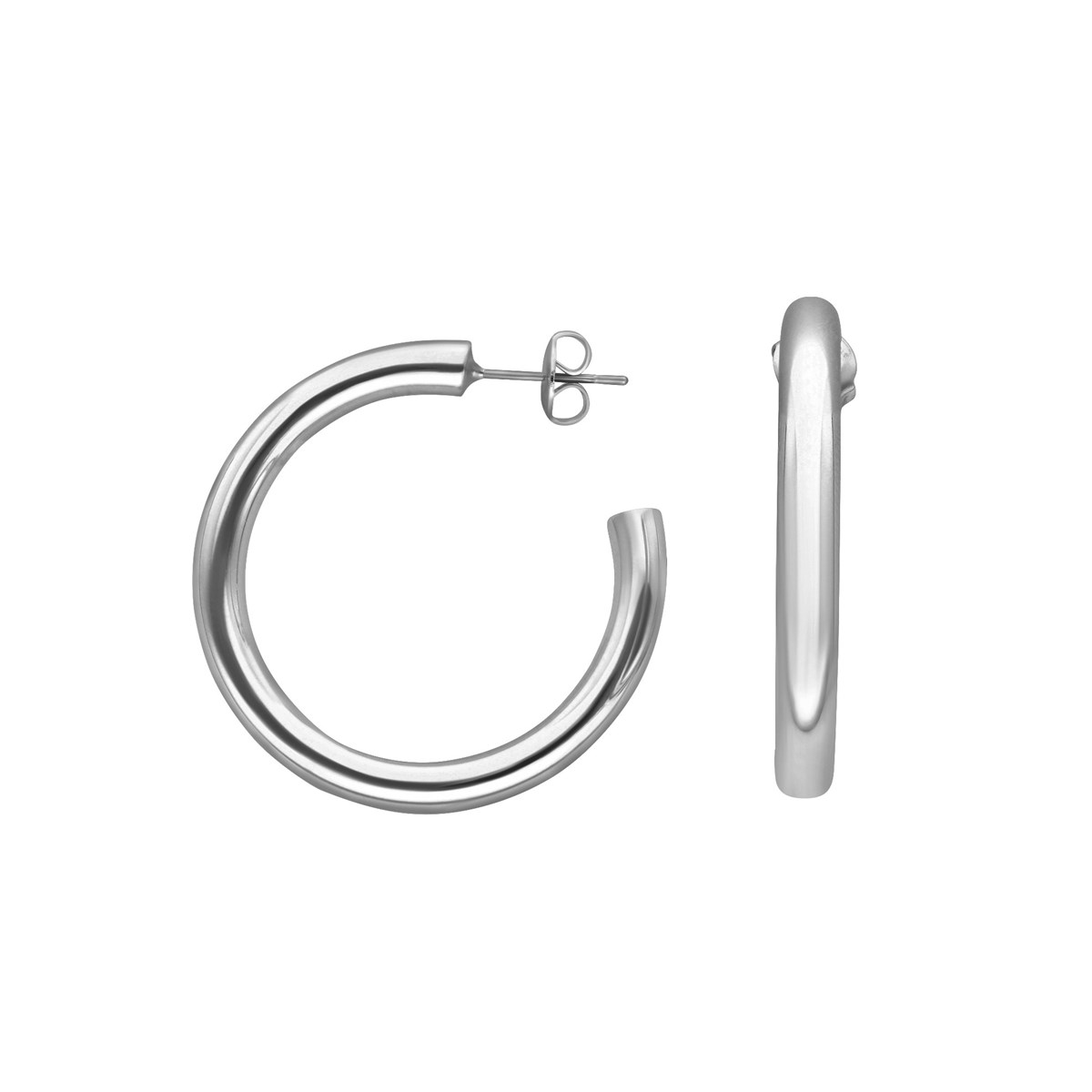 Créoles Argentées Tube Diamètre 36mm