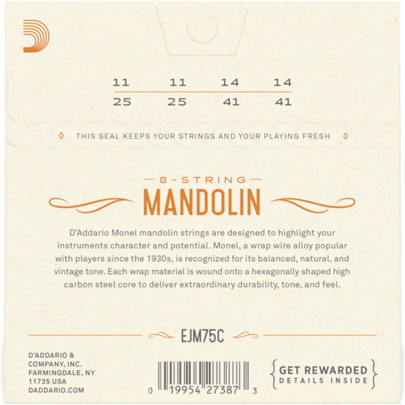 D'Addario EJM75C Monel Medium Plus 11-41 snaren voor mandoline