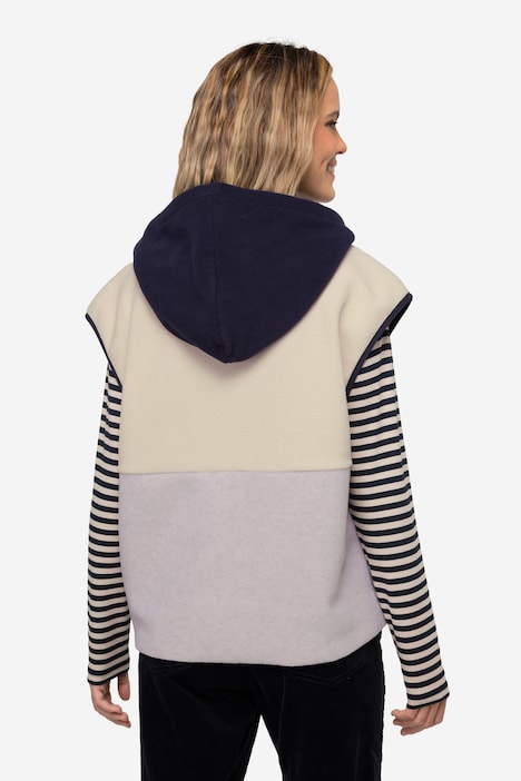 Pullunder, Fleece, farbige Kapuze, OEKO-TEX