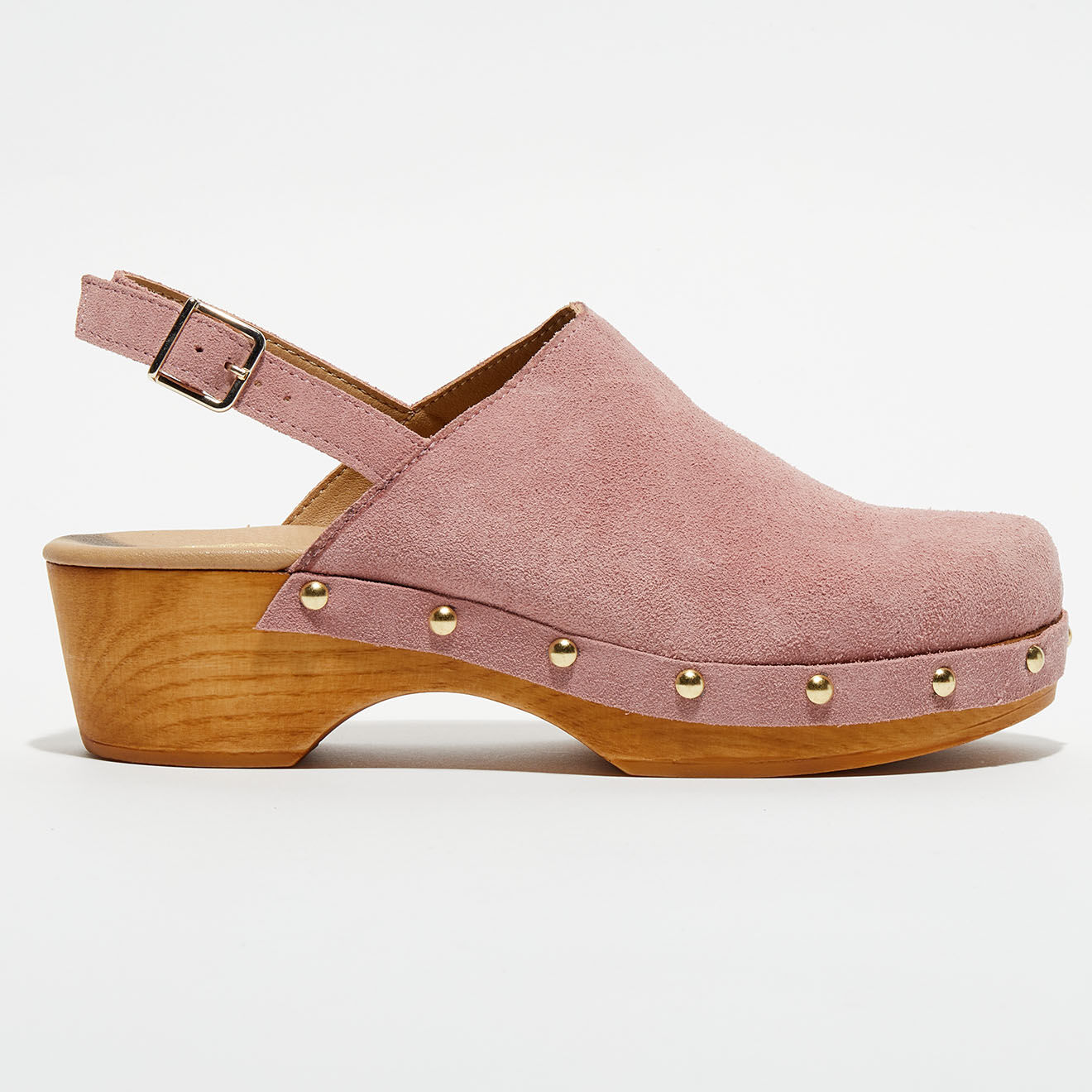 Apologie Studio Sabots en Velours de Cuir Nicole rose nude - Talon 5 cm