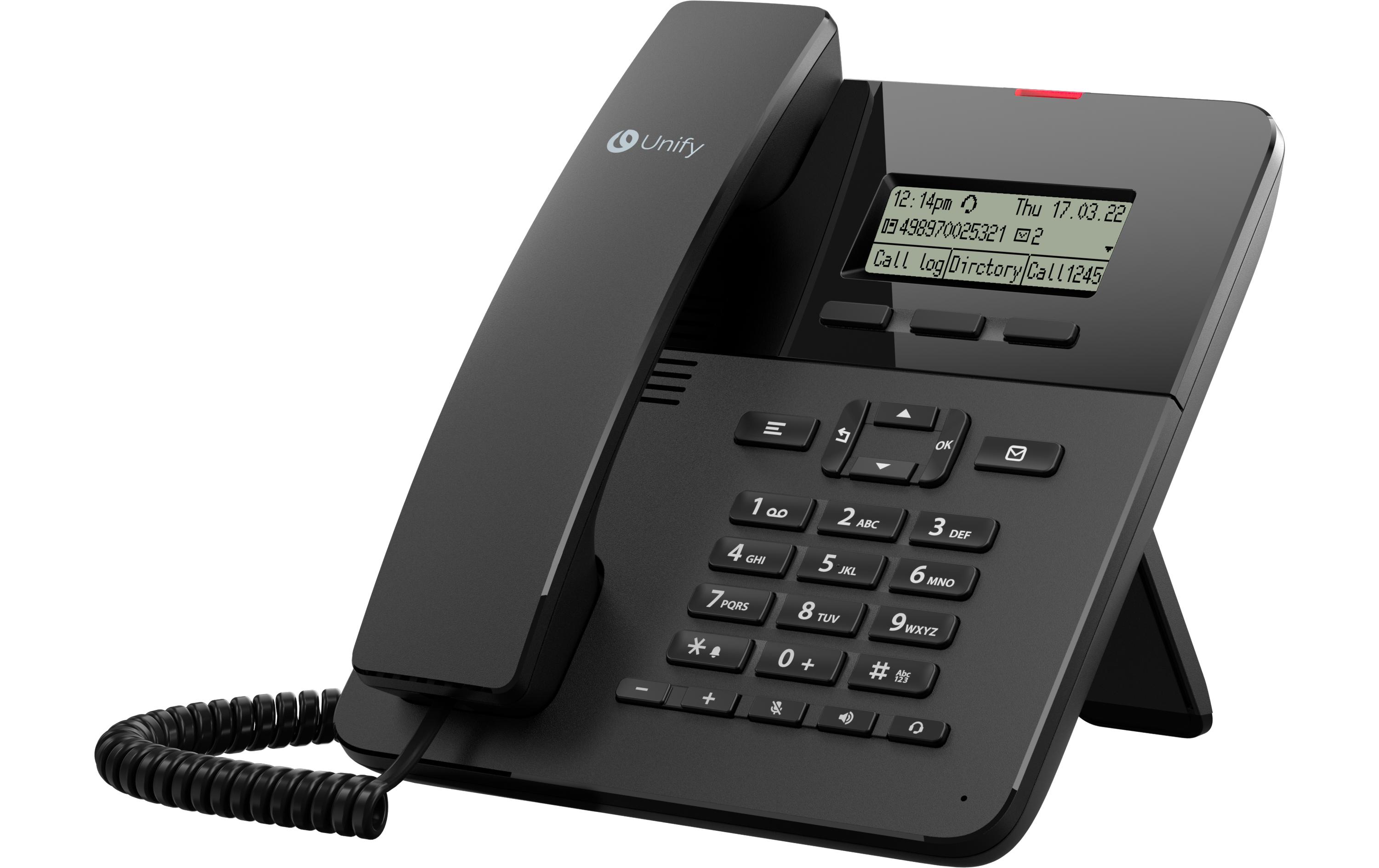 Tischtelefon OpenScape CP110 Schwarz<br>Das ideale Gerät für Einsteiger-Szenarien ohne Kompromisse in der Qualität