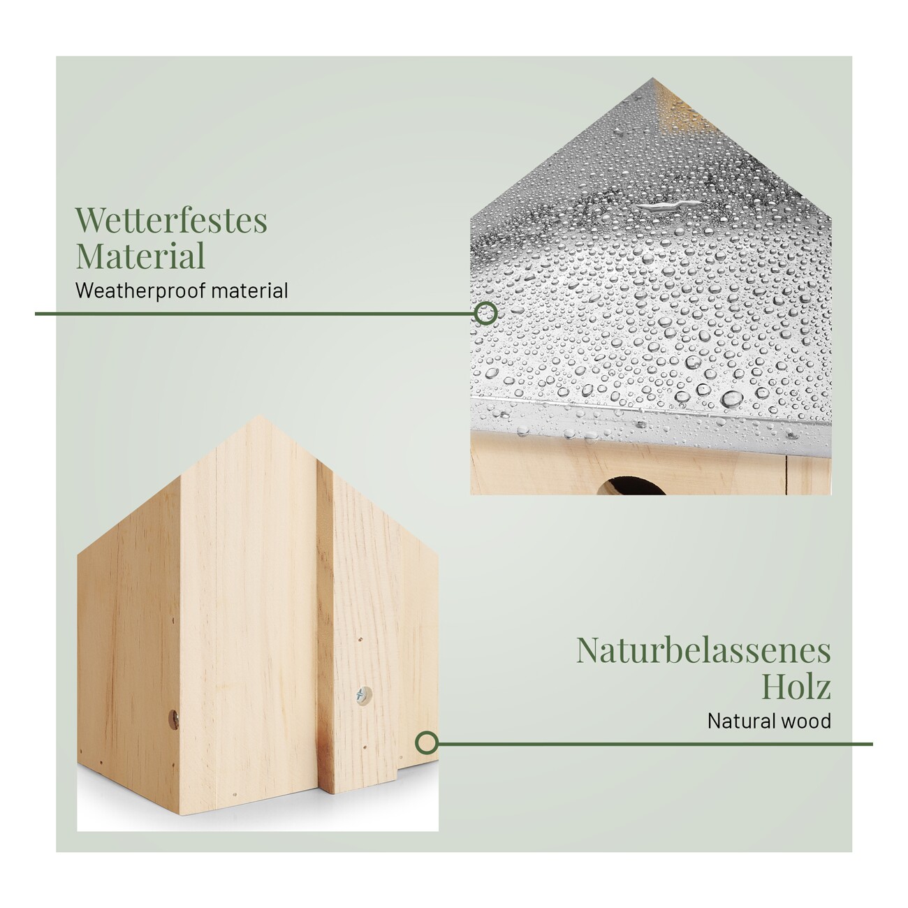 WILDLIFE HOME Nistkasten mit Metalldach 32mm Einflugloch