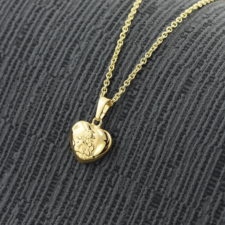 trendor Anhänger Engelherz Gold 585 mit plattierter Kette für Kinder gold