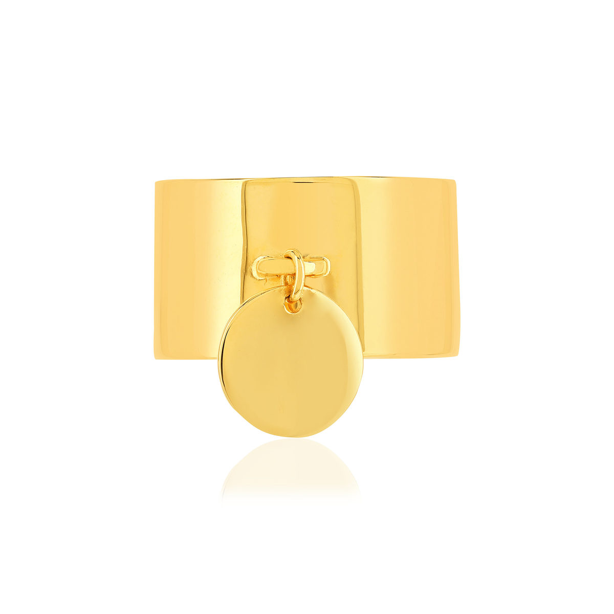 Bague plaqué or pampille disque