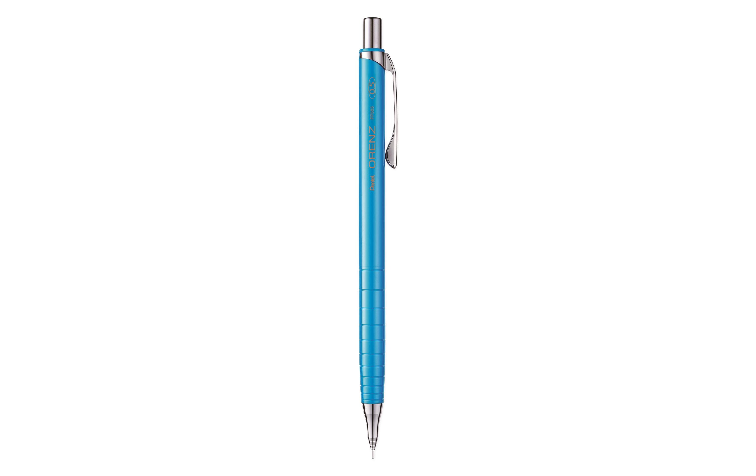 Minenbleistift Orenz 0.5 mm, HellblauDruckbleistift 0.5 mm mit Radiergummi und Metallclip