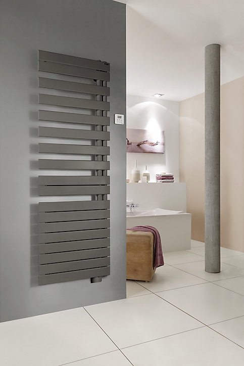 Sèche-serviettes électrique à inertie fluide Acova Alpaga asymétrique grey aluminium 1000W