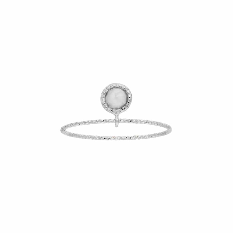 Bague Argent   Breloque Pierre Fine Pierre De Lune Grise