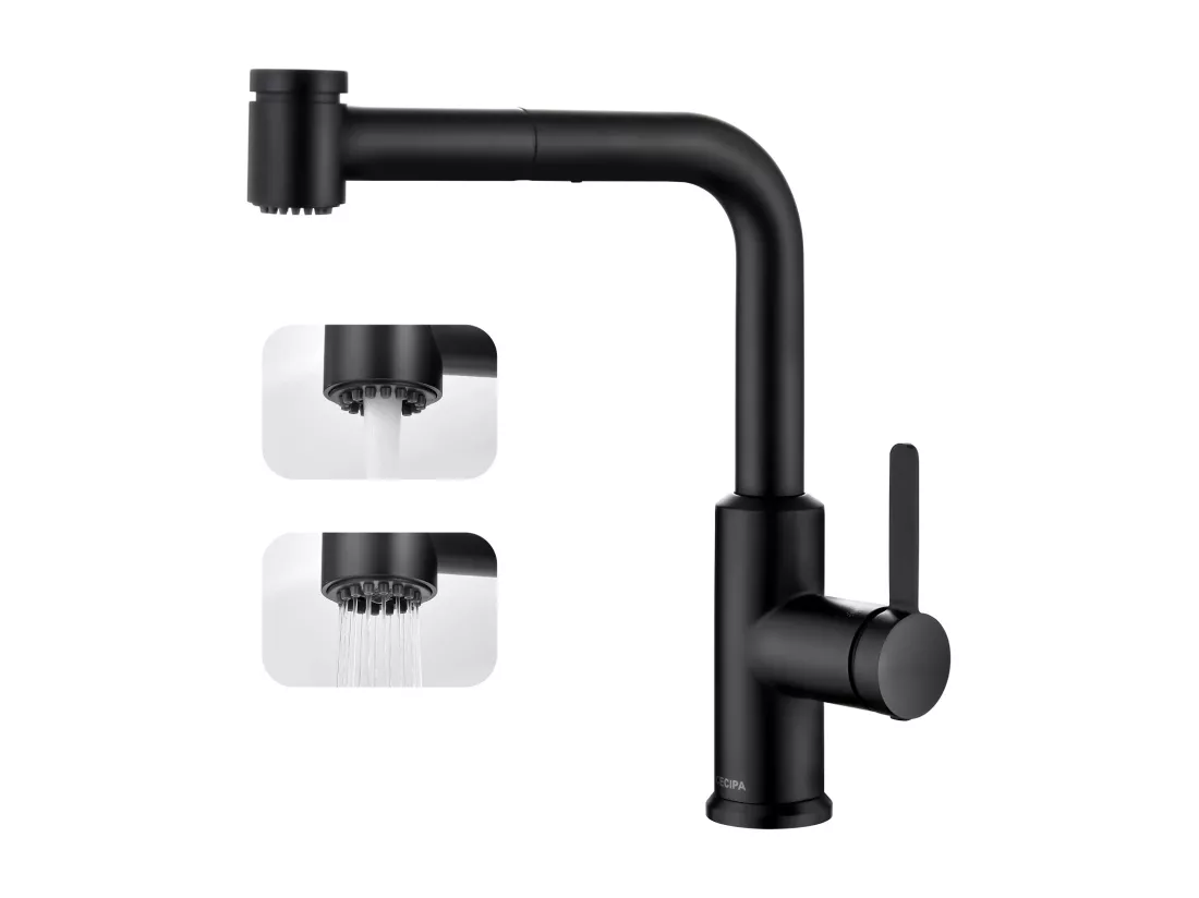 Cecipa max Mitigeur de Cuisine Extractible Robinet avec 40 CM Douchette Extractible Mitigeur Cuisine à 2 Jets Eau Froide et Chaude Noir,EU Modèle