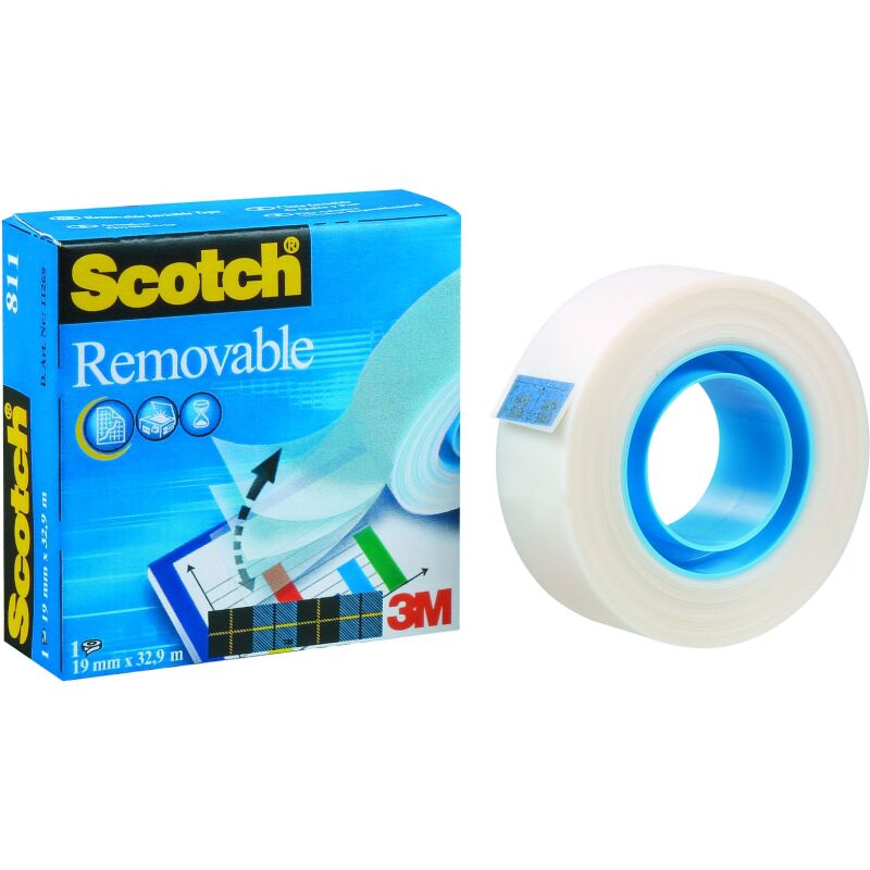 Ruban adhésif Scotch repositionnable - Largeur 19 mm x longueur 33 m
