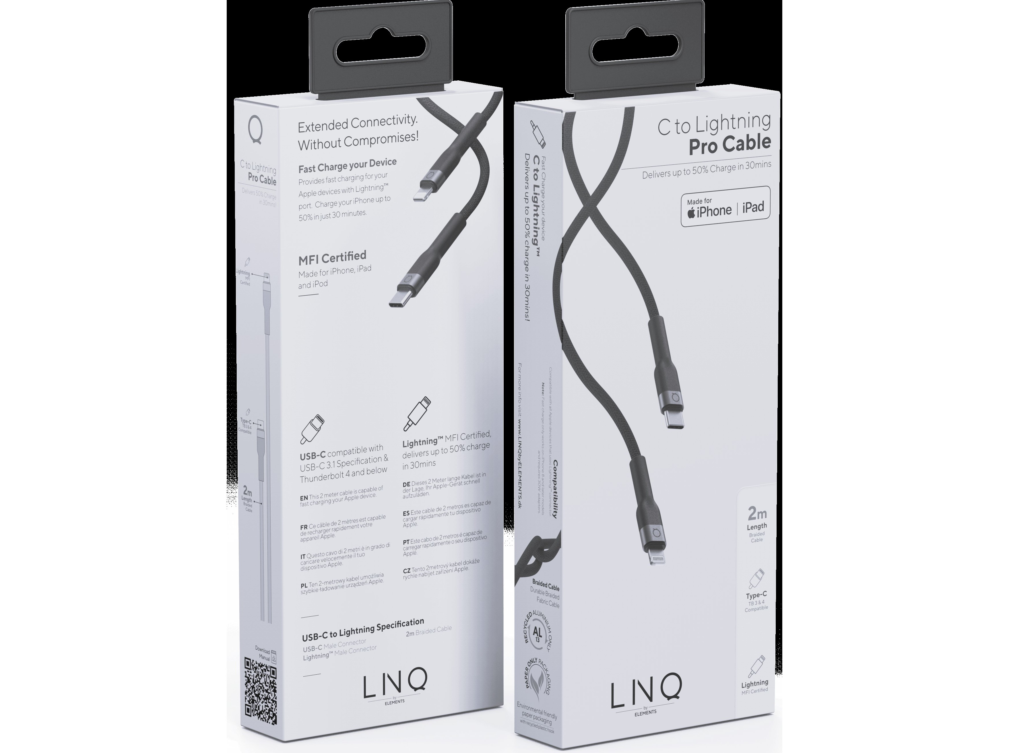 CABO LINQ USB-C / LIGHTNING MFI 2M