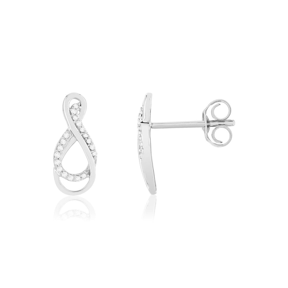 Boucles d'oreilles or 375 blanc diamants