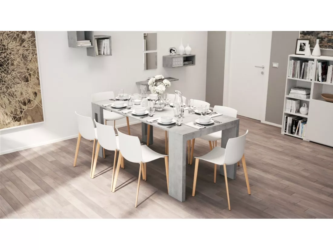 Table extensible - gris - 90x45-190 cm - ROMA