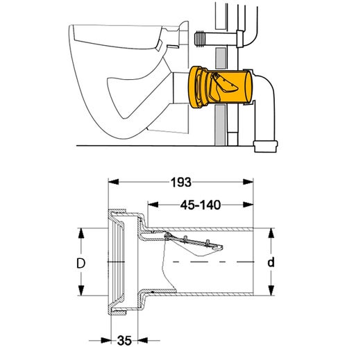HAAS® Externe inlaatstop, lasbaar, met standaard insteekdiepte van 35 mm, DN 110, 3329