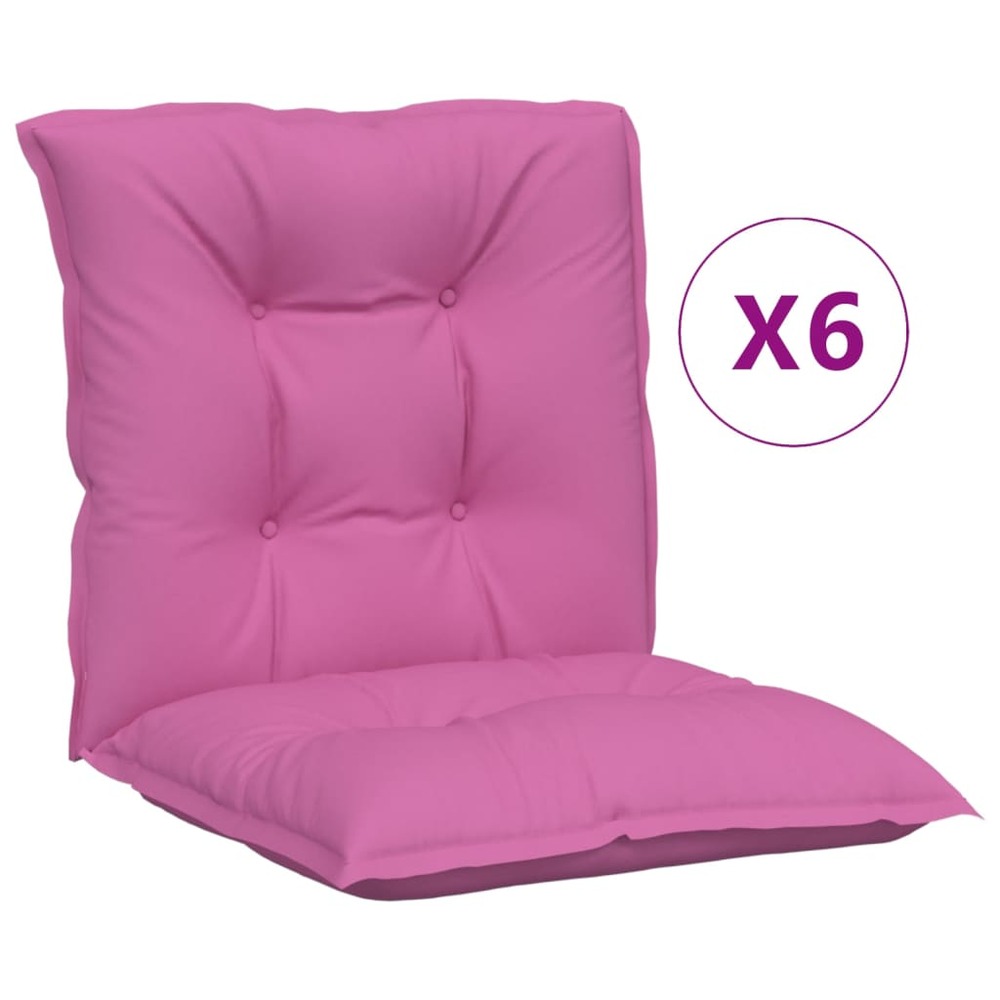 Coussins de chaise de jardin à dossier bas lot de 6 rose