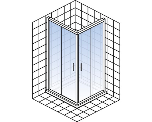 Hoekinstap met schuifdeur Schulte Kristall/Trend 80x80 cm helder glasprofiel kleur chroom