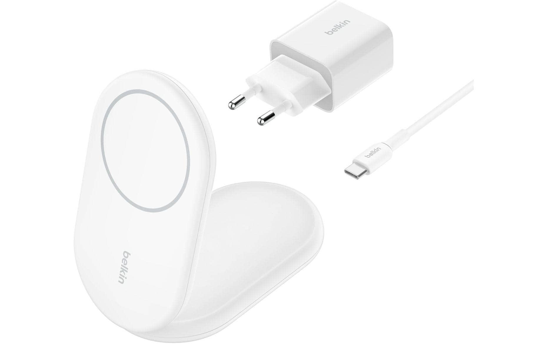 Wireless Charger Boostcharge klappbar Weiss inkl. NetzteilVerstellbare kabellose magnetische Ladestation mit Qi2