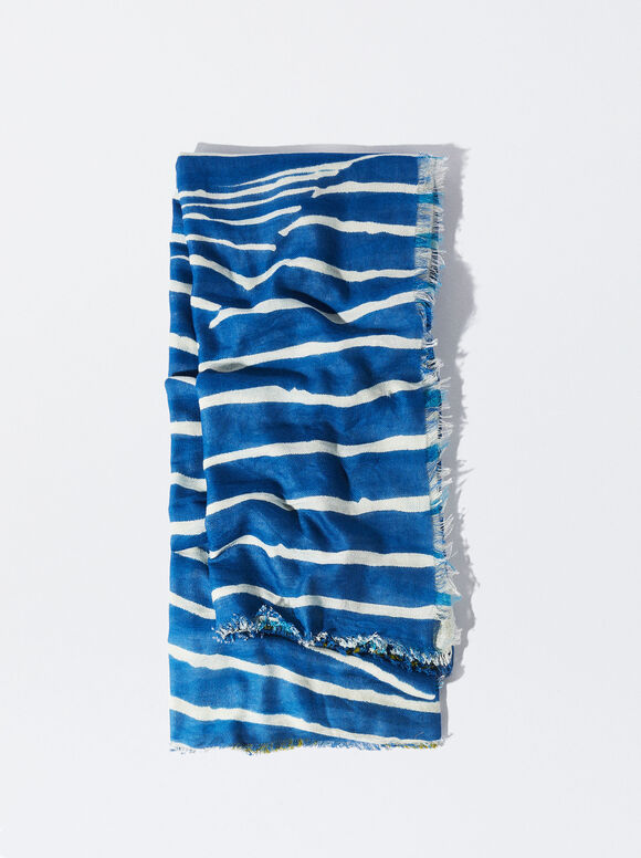 Lenço de algodão estampado - Azul
