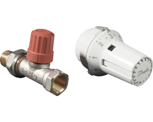 Danfoss Thermostaatset Rechtdoor Type Vooraf Ingesteld 1/2 Inch Wit 013G5010 / 013G0034