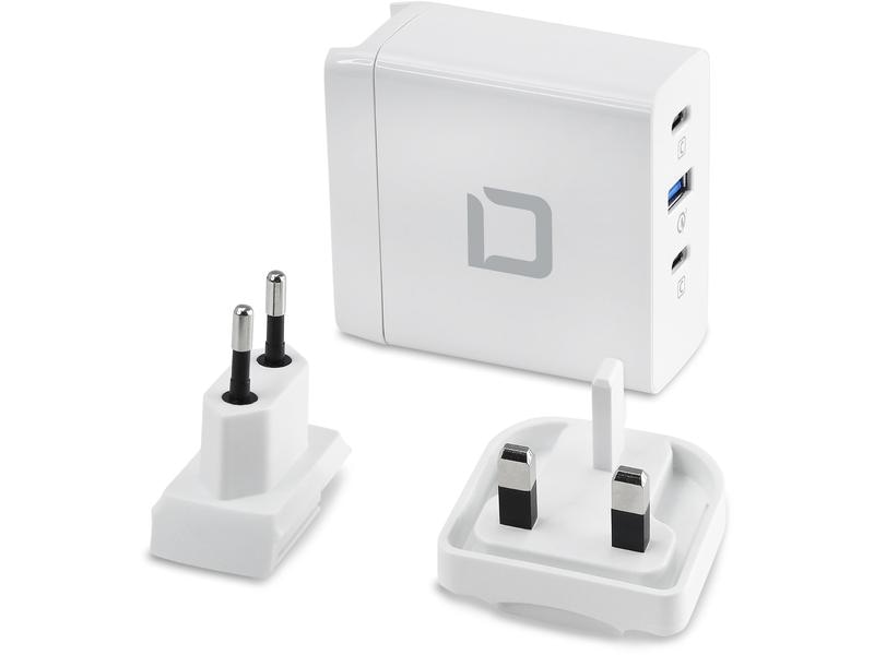 DICOTA Netzteil Universal Travel NB Charger GaN PRO 100 W Universelles Reise-Ladegerät mit 2x USB-C und 1x USB-A Anschluss