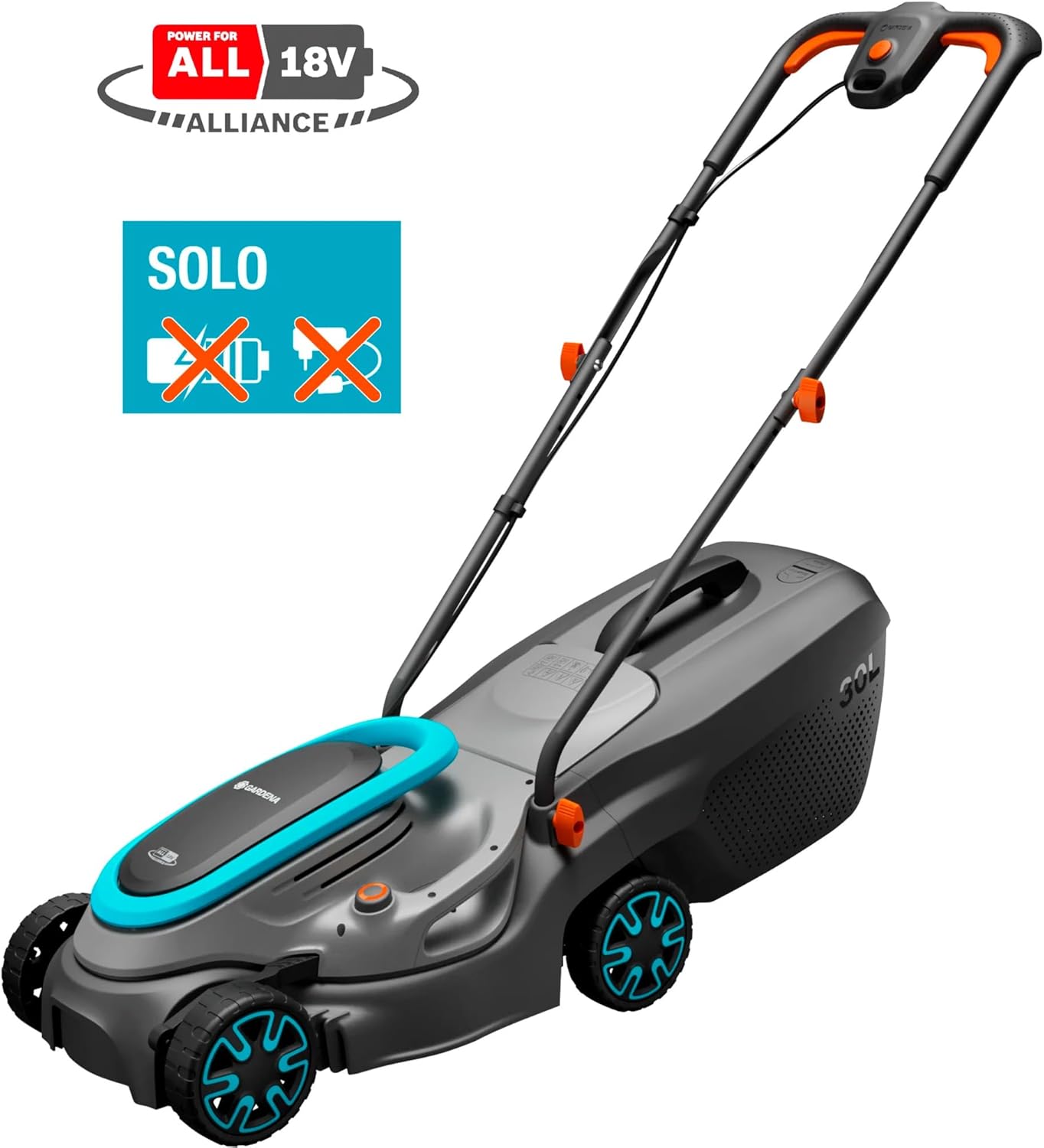 Gardena Akku-Rasenmäher PowerMax 32/18V P4A ohne Akku: 32 cm Schnittbreite, 30 l Fangvolumen, zentrale Schnitthöhenverstellung, bürstenloser PowerPlus Motor mit Eco-Modus (14632-55)