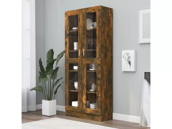 Armoire à vitrine Chêne fumé 82,5x30,5x185,5 cm Bois ingénierie