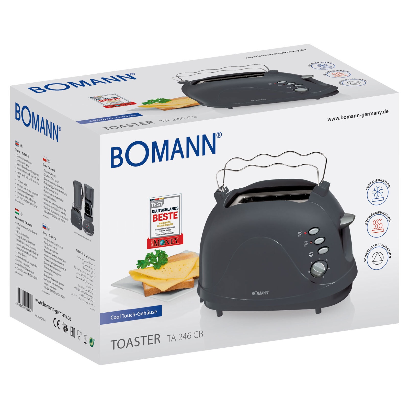 BOMANN Toaster TA 246 CB 700 Watt grau