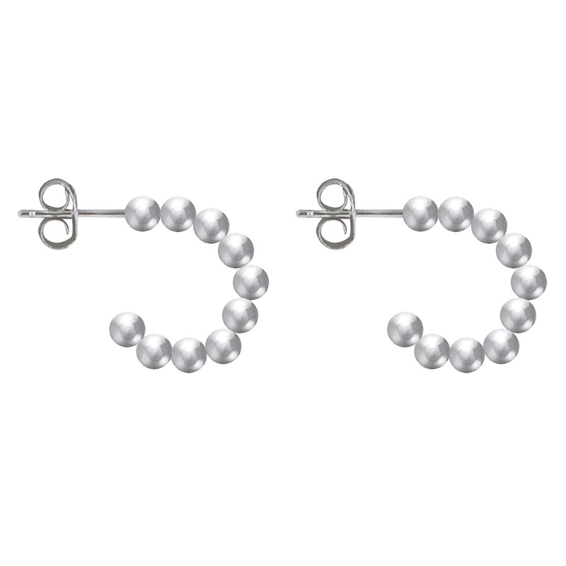 Boucles d'Oreilles Argent Demi Créoles de Billes