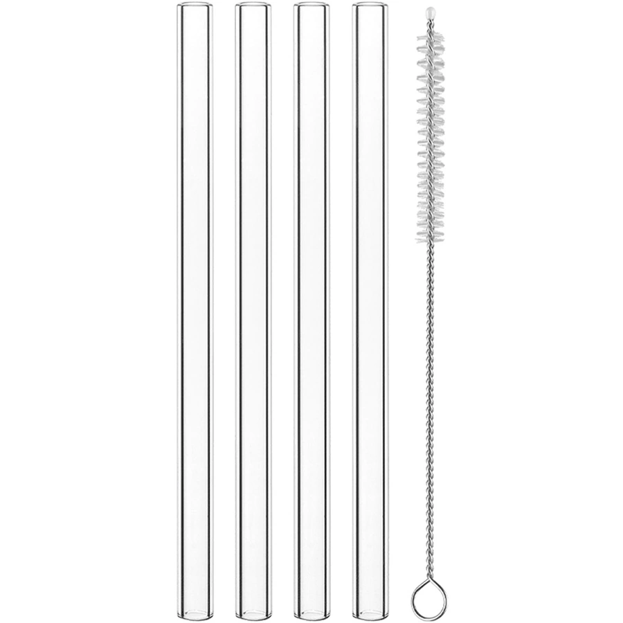 Nachtmann Trinkhalme + Reinigungsbürste 15 cm 4er Set transparent