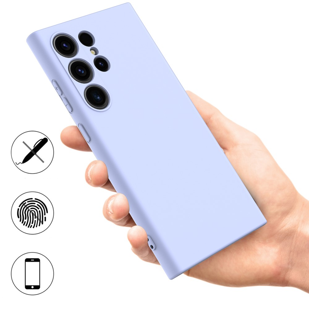 Samsung Galaxy S24 Ultra Silikon Case Hülle mit Kameraschutz   Trageschlaufe - Lila
